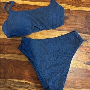 Abercrombie Textured Navy Bikini Set - Size Small